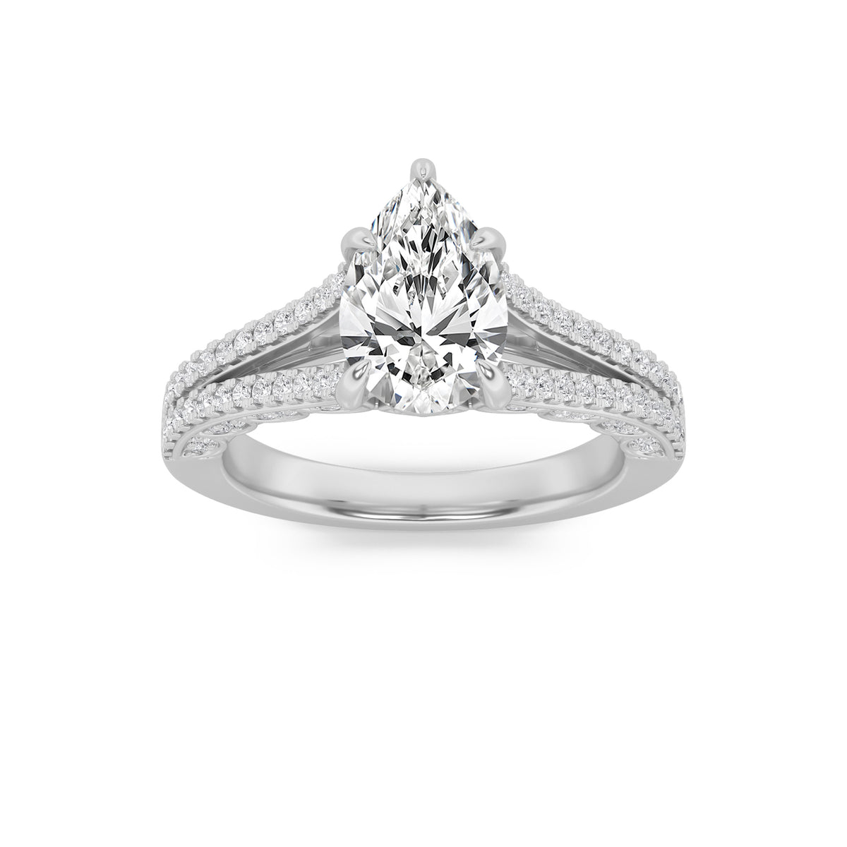 Lab Grown Diamond Split Shank Accented Engagement Ring