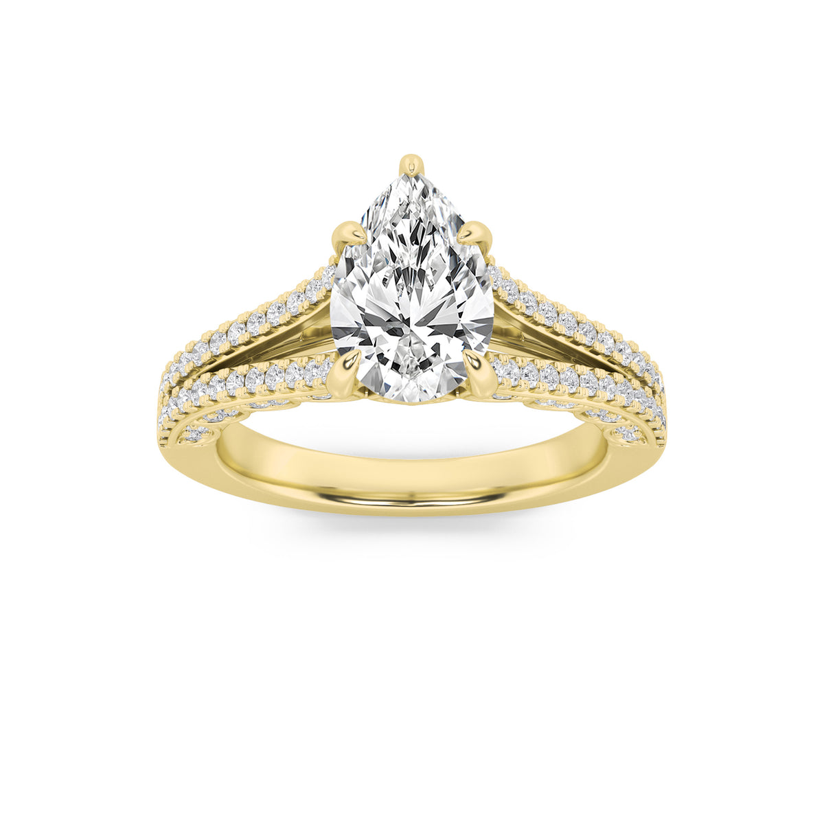 Lab Grown Diamond Split Shank Accented Engagement Ring