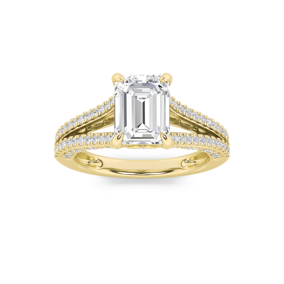 Lab Grown Diamond Split Shank Accented Engagement Ring