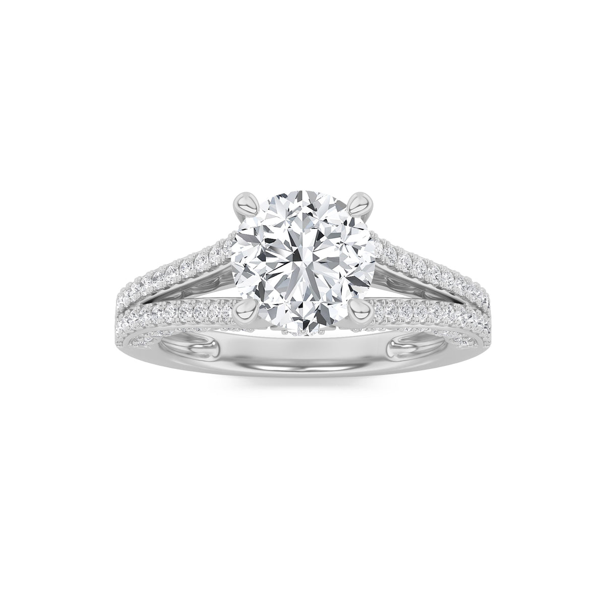 Lab Grown Diamond Split Shank Accented Engagement Ring