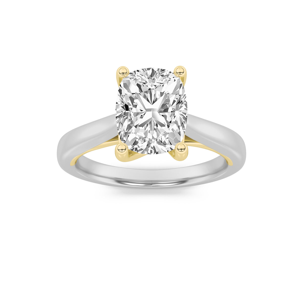 Lab Grown Diamond Two Tone Cathedral Shank Engagement Ring