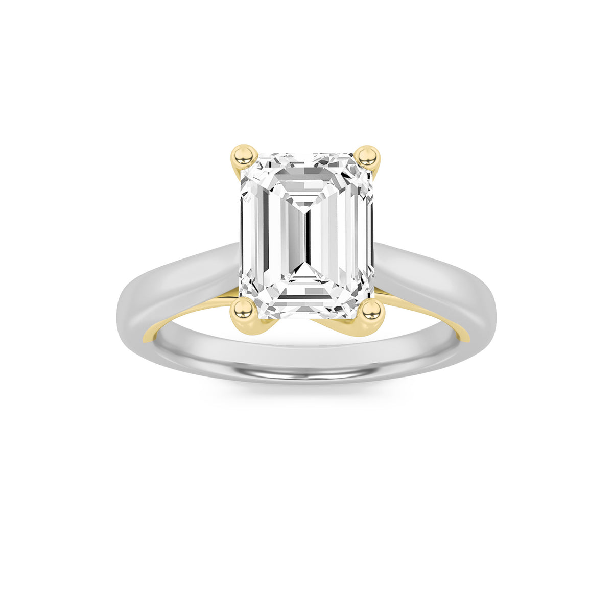 Lab Grown Diamond Two Tone Cathedral Shank Engagement Ring