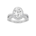 Lab Grown Diamond Split Shank Halo Accented Engagement Ring