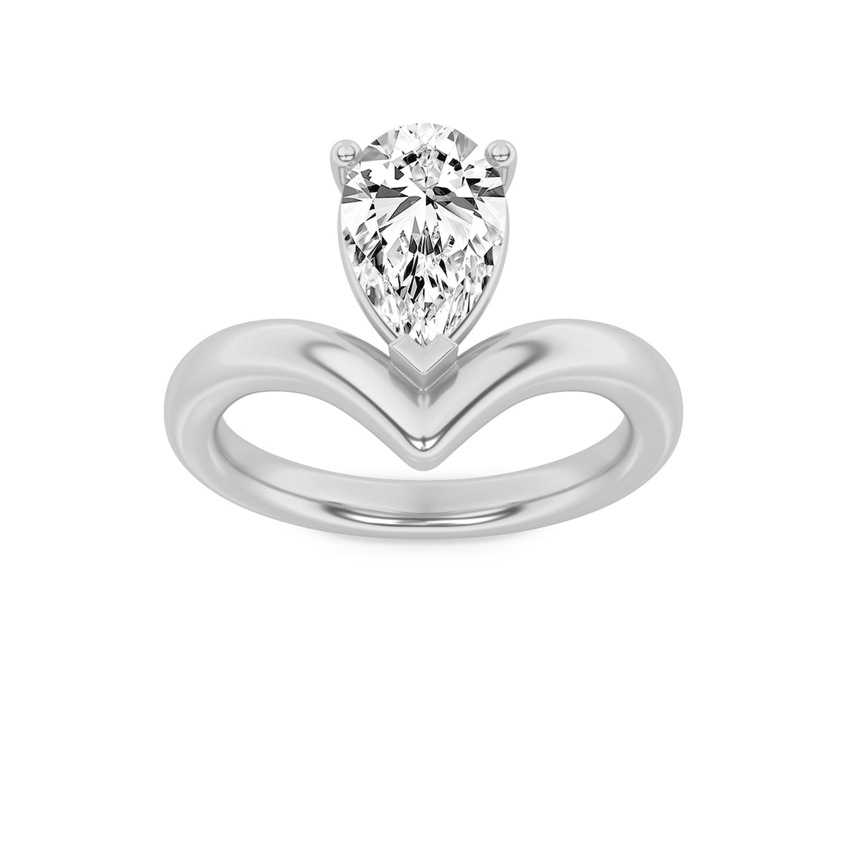 Lab Grown Diamond Chevron Solitaire Engagement Ring