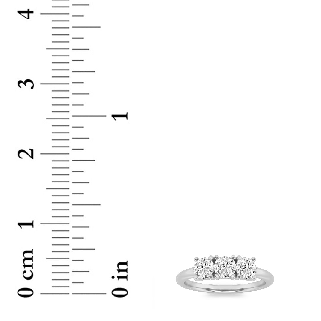 Round Shaped Lab Grown Diamond Three Stone Band Ring