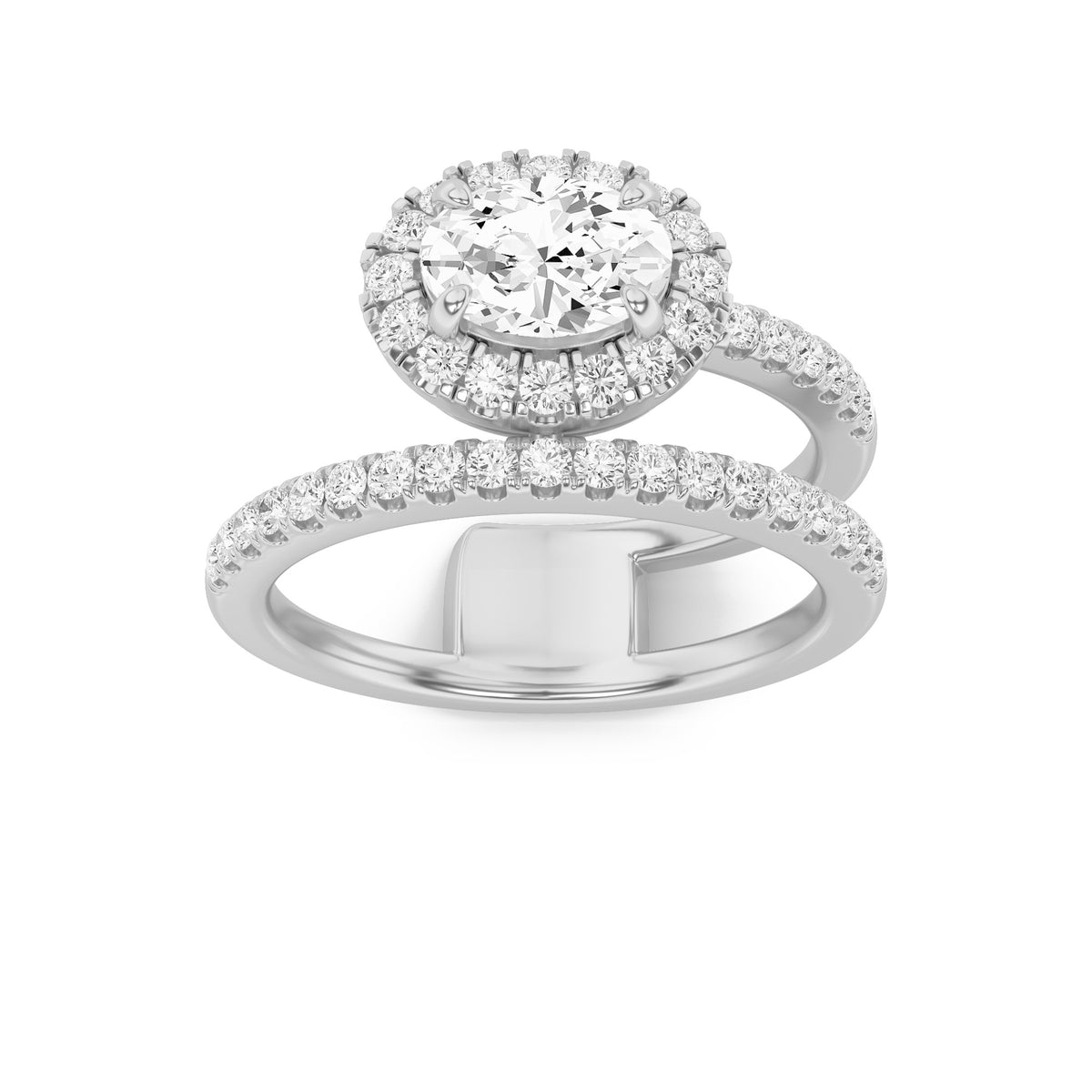 Oval Shaped Lab Grown Diamond Halo Accented Fashion Ring