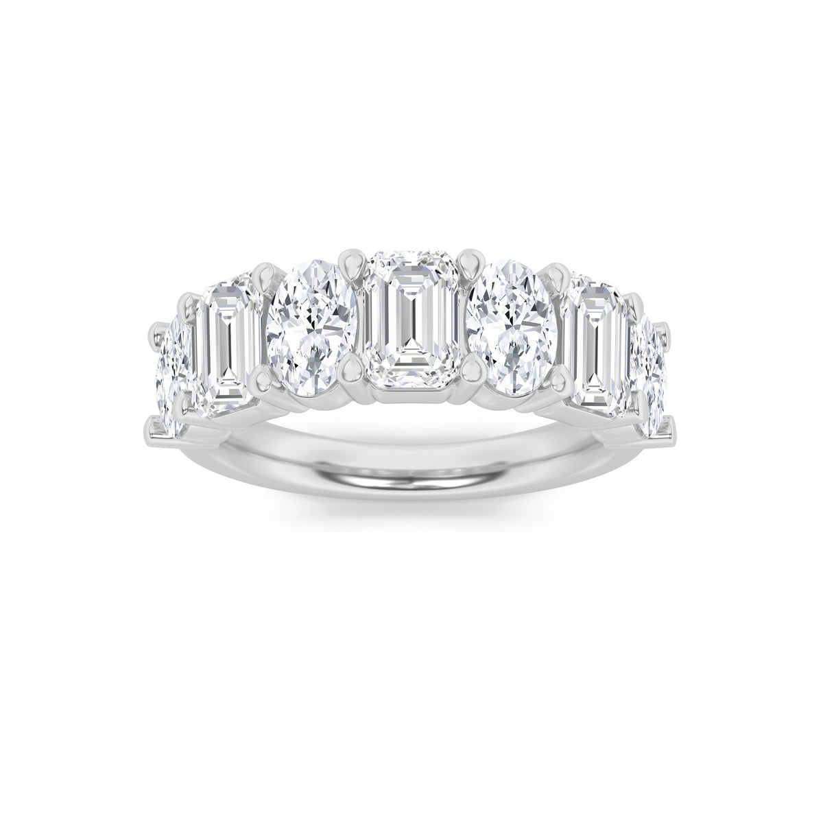 Emerald Shaped Lab Grown Diamond Seven Stone Band Ring