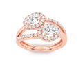 Oval Shaped Lab Grown Diamond Accented Toi et Moi Fashiion Ring