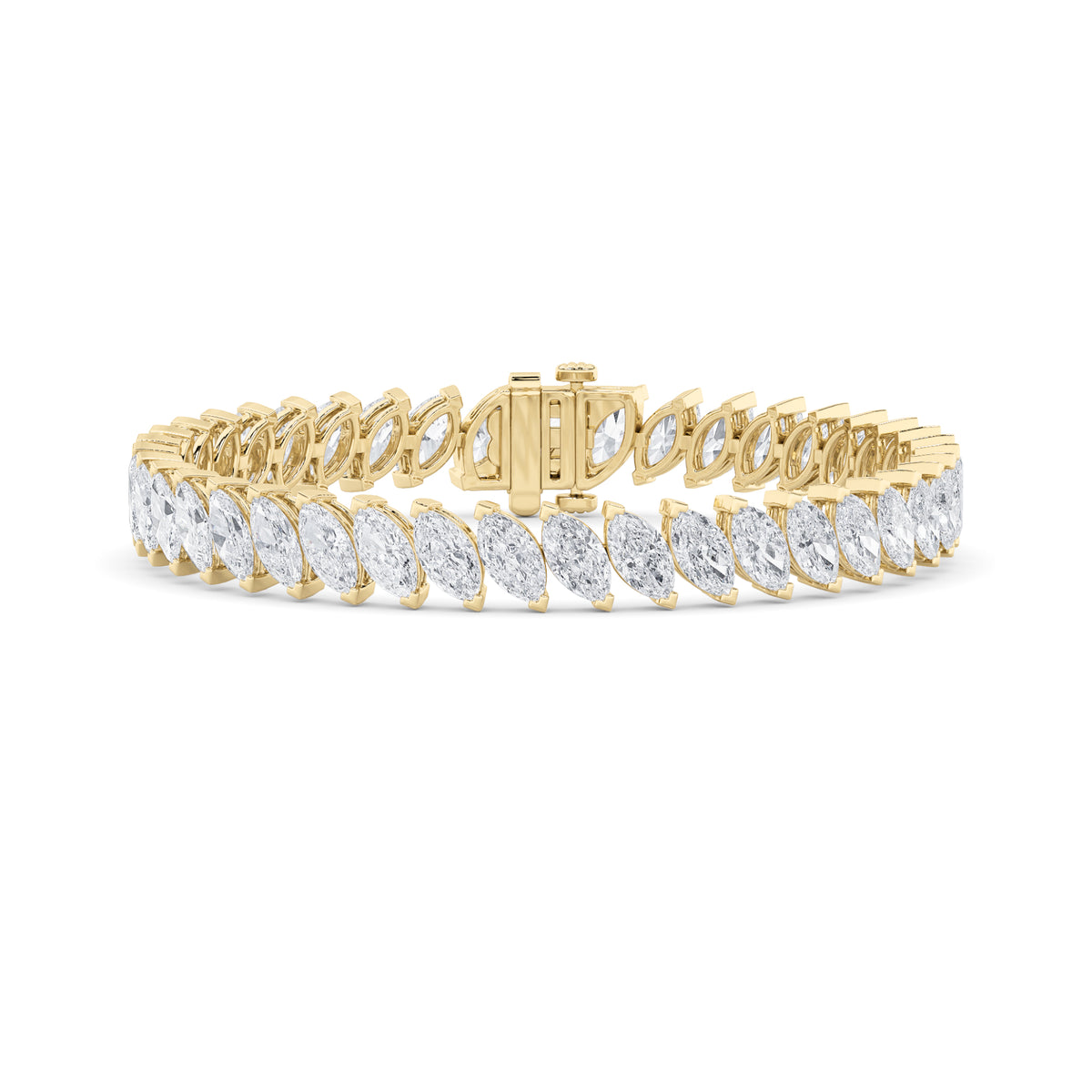 Marquise Shaped Lab Grown Diamond Angled Line Bracelet