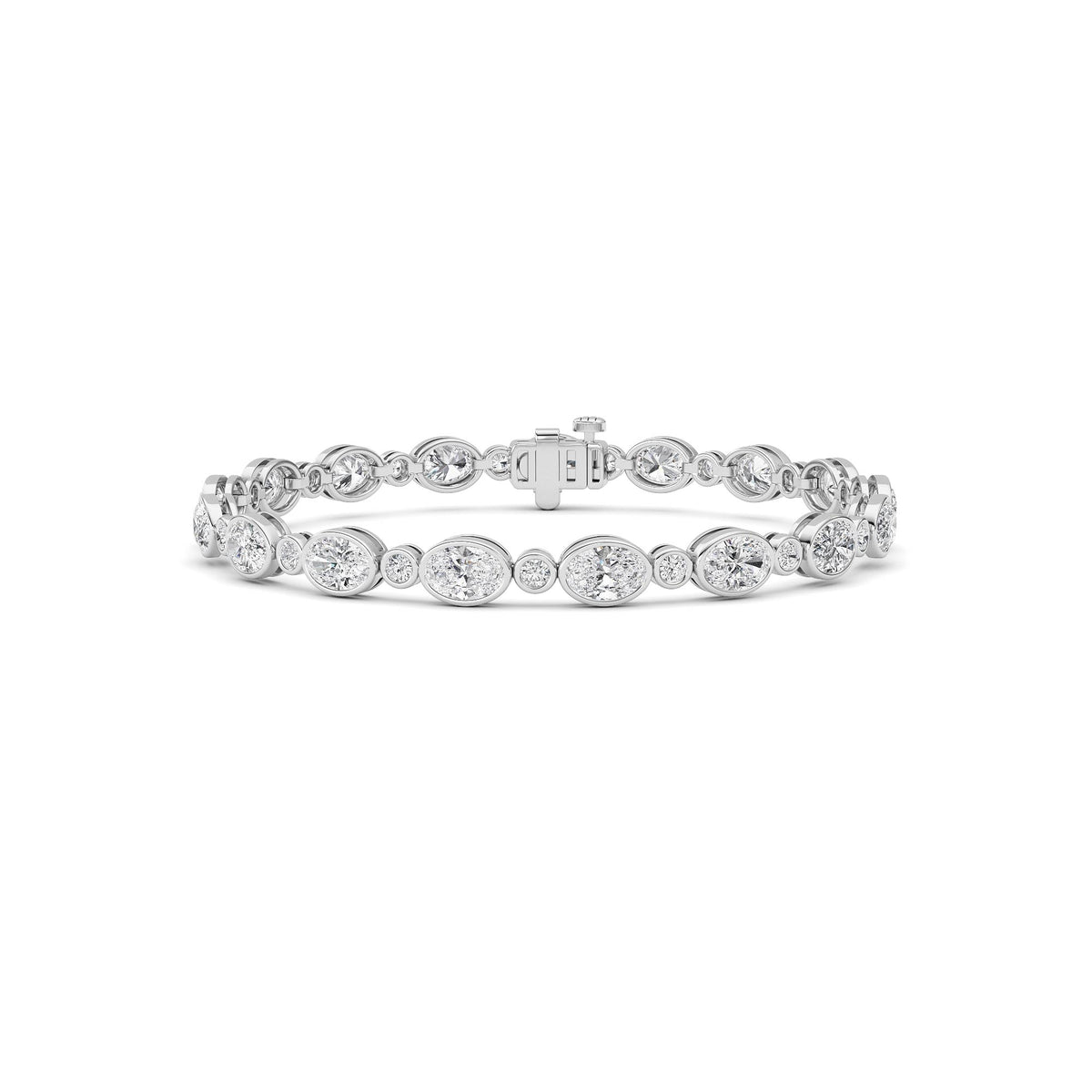 Oval And Round Lab Grown Diamond (F/VS ) Bezel Set Bracelet