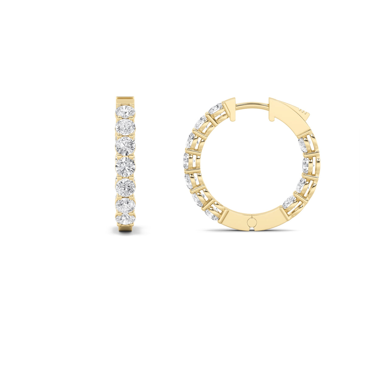 Round Shaped Lab Grown Diamond Inside Out Hoop Earrings