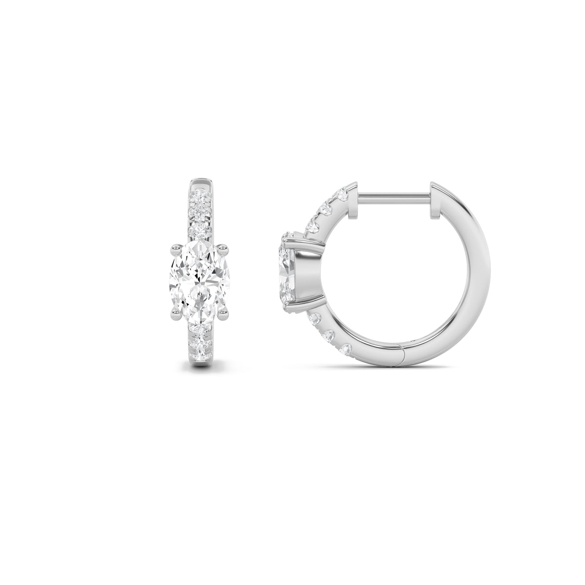 Lab Grown Diamond Solitare Accent Huggie Earrings