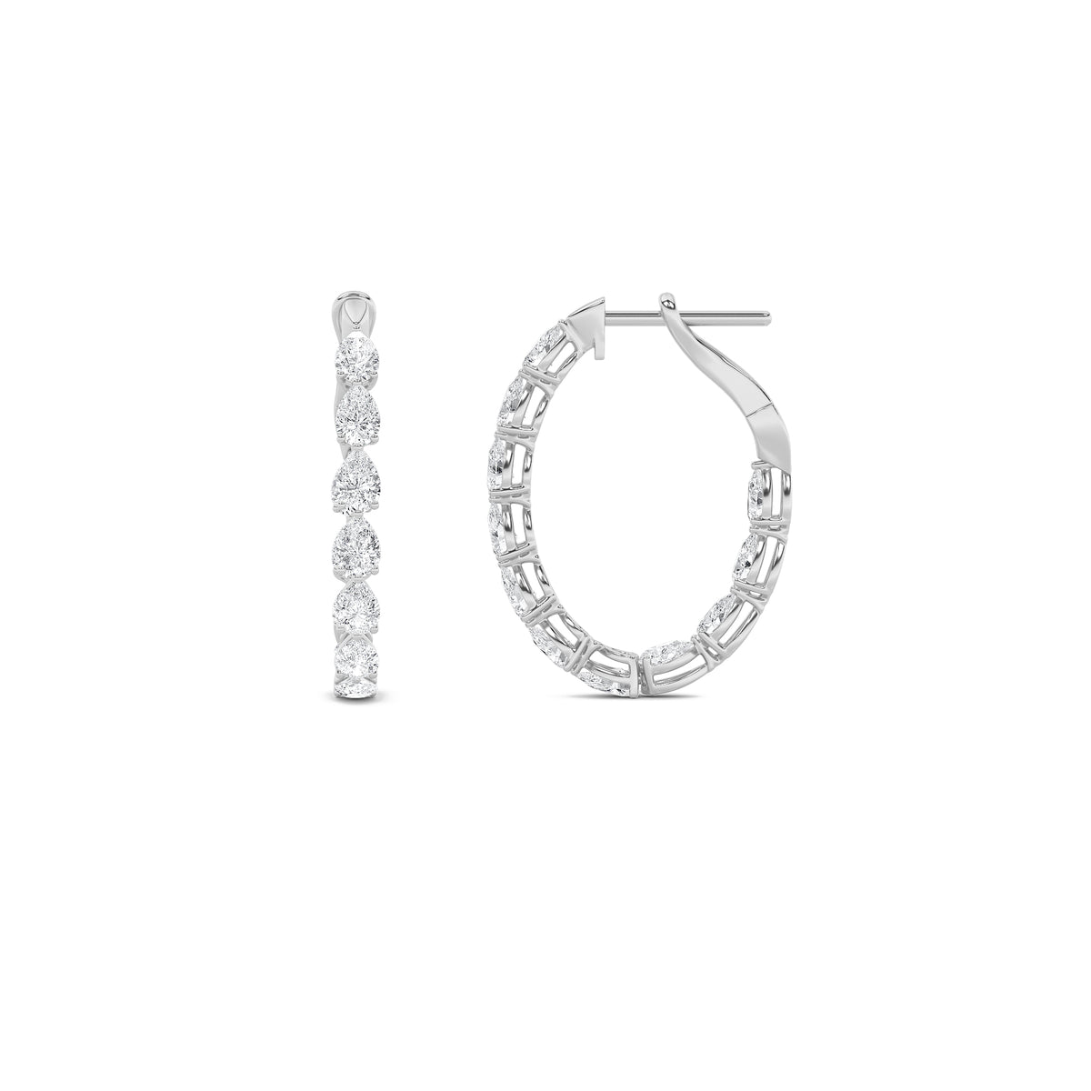 Pear Shaped Lab Grown Diamond Inside Out Hoop Earrings