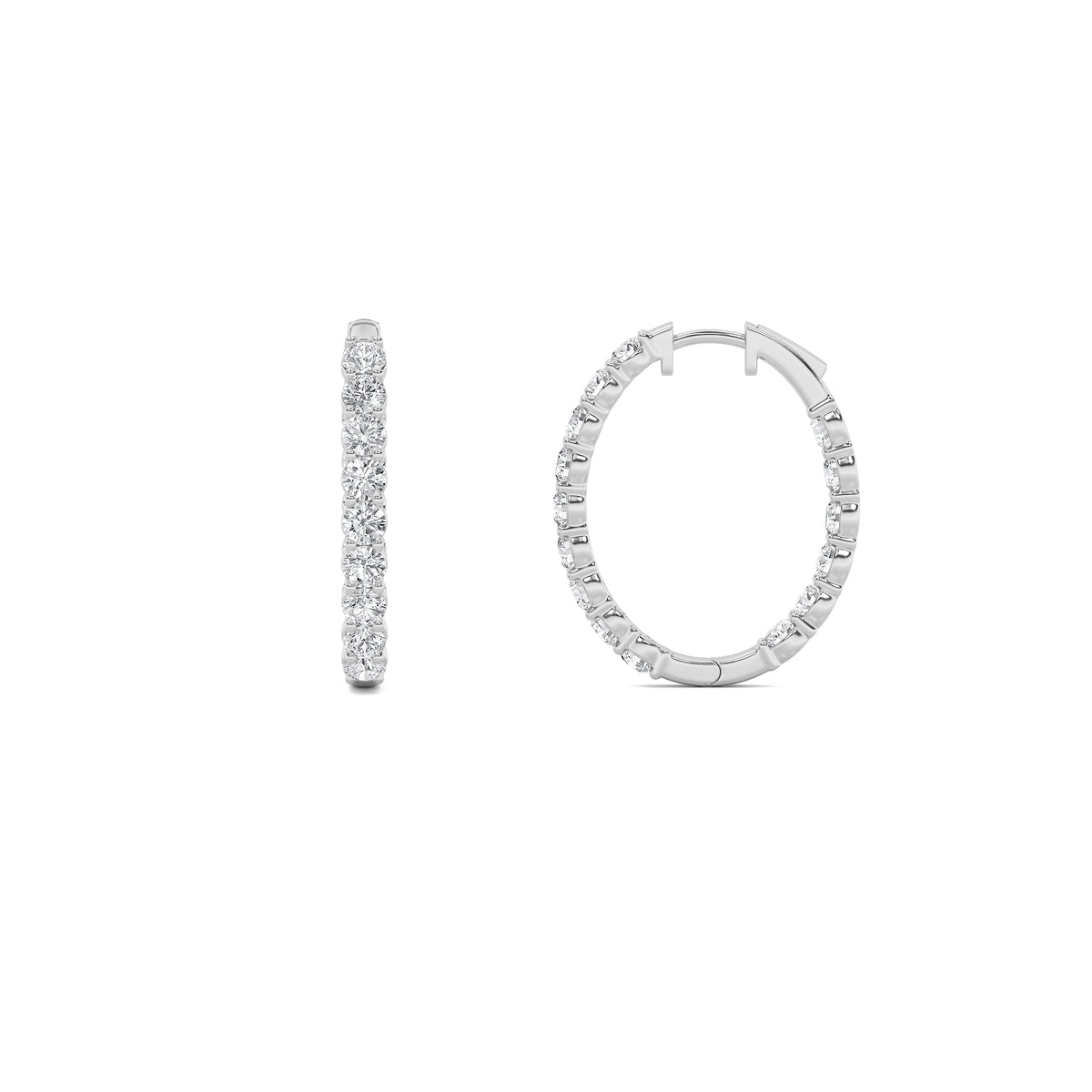 Round Shaped Lab Grown Diamond Inside Out Hoop Earrings