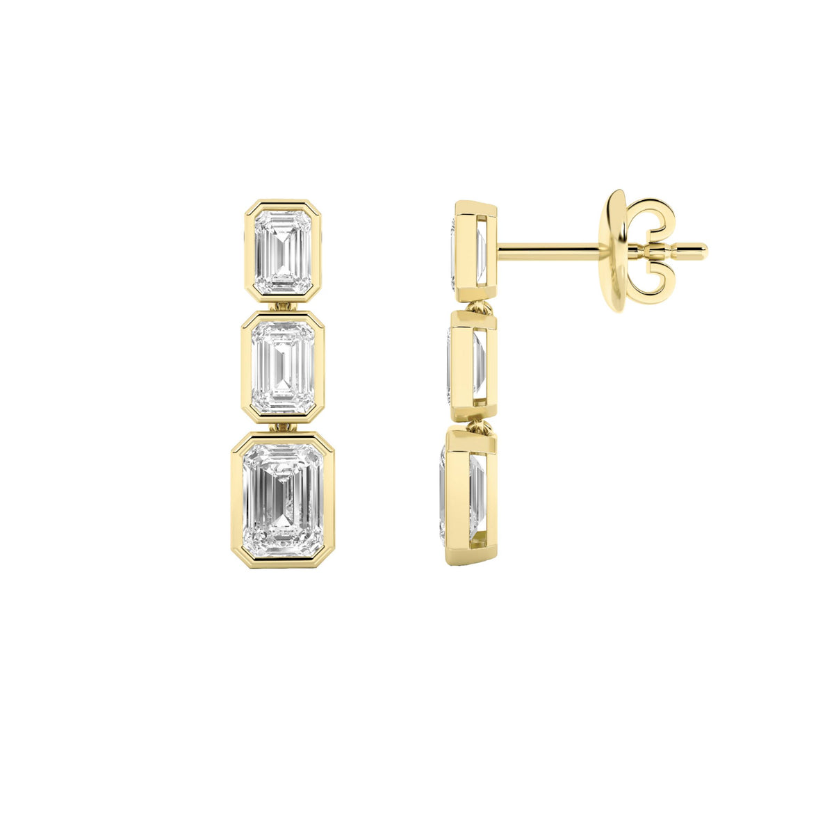 Emerald Shaped Lab Grown Diamond Earrings