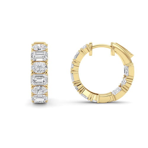 Emerald Shaped Lab Grown Diamond (F/VS )Inside Out Hoop Earrings