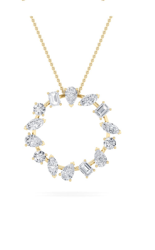Emerald Shaped Lab Grown Diamond Fancy Circle Pendant