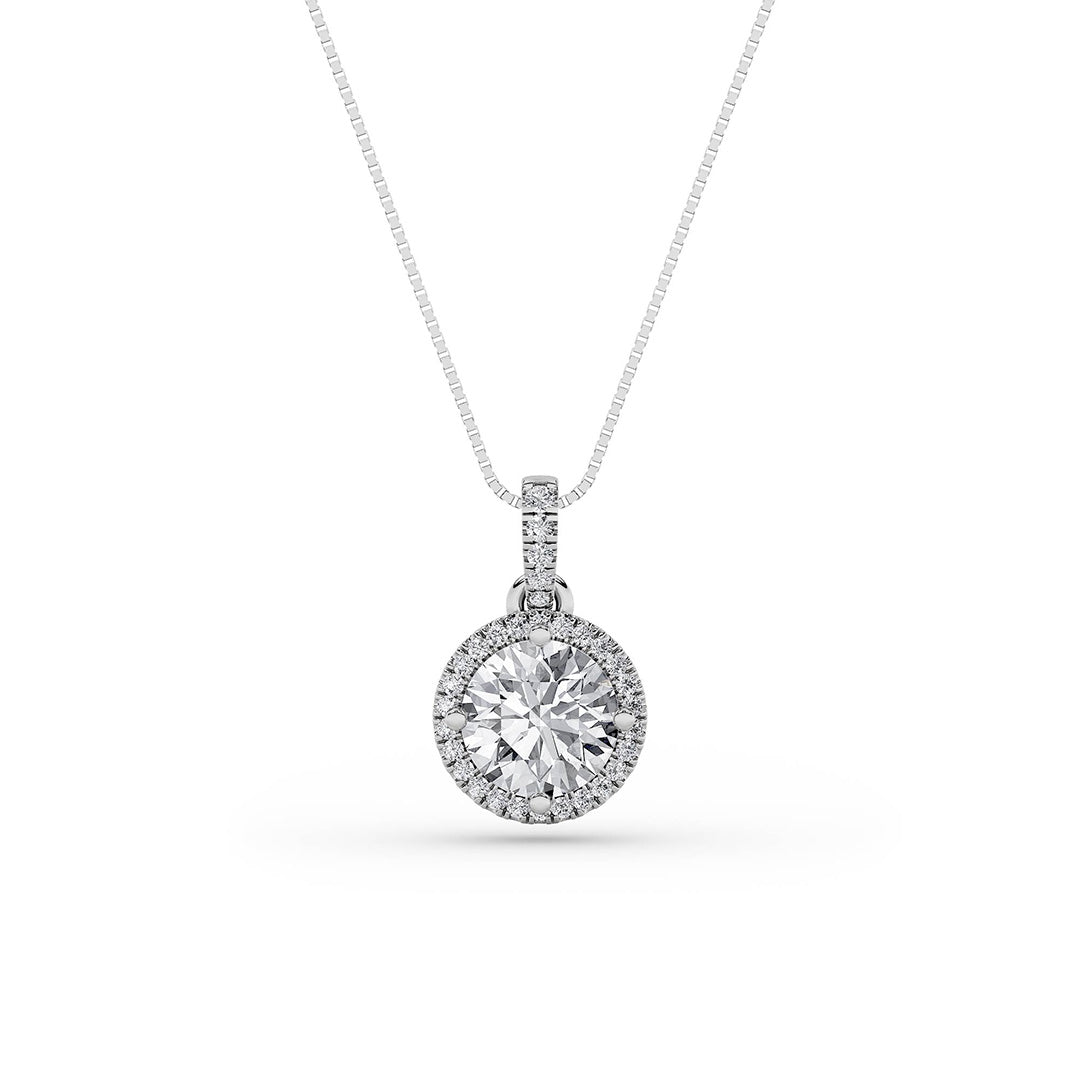 Round Shaped Lab Grown Diamond Halo Pendant
