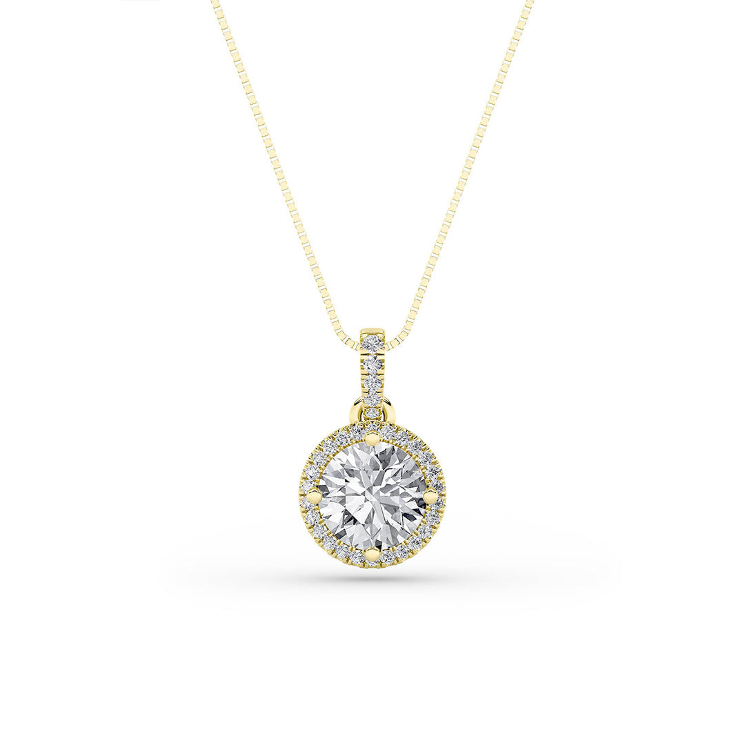 Round Shaped Lab Grown Diamond Halo Pendant