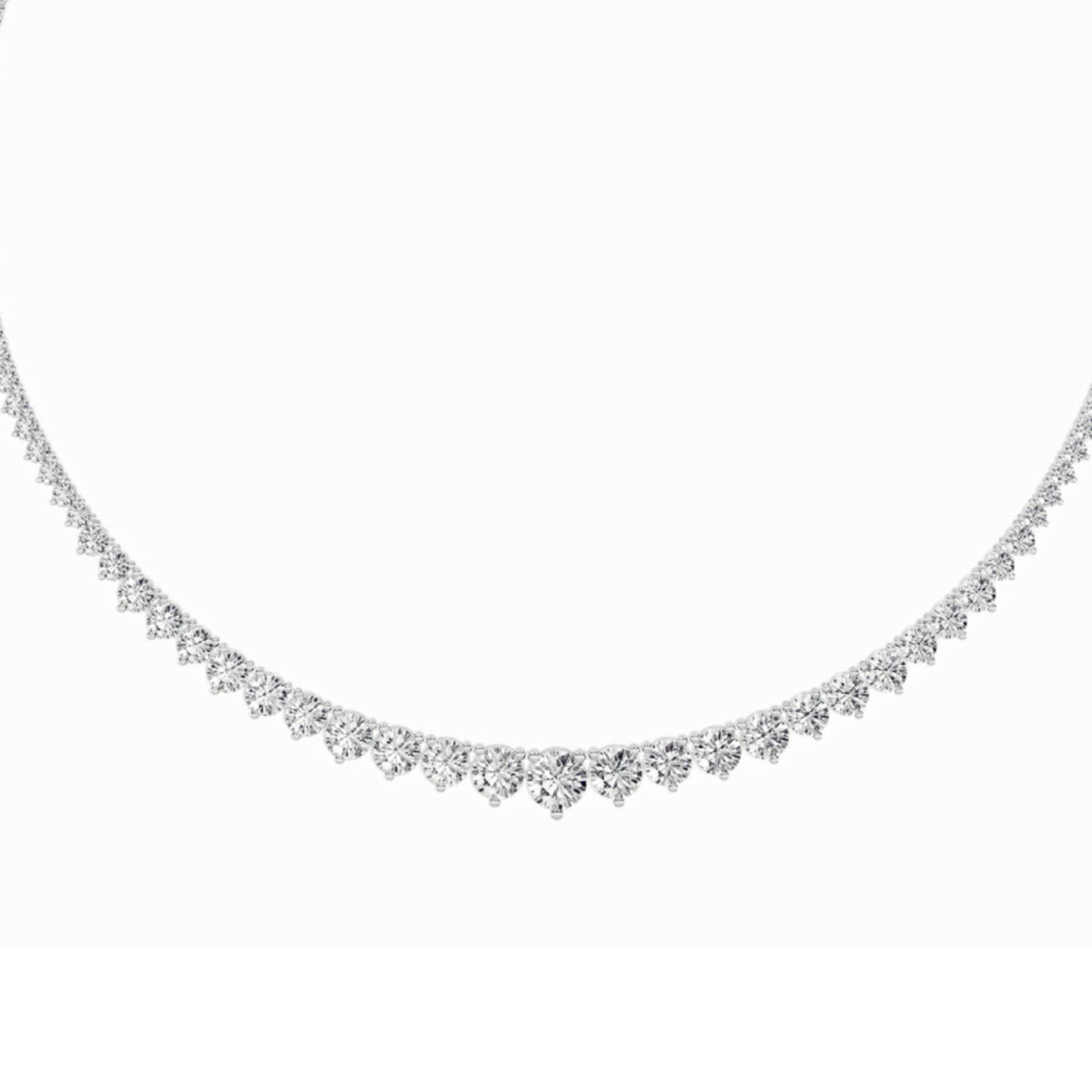 Round Shaped Lab Grown Diamond Three Prong Graduating Necklace