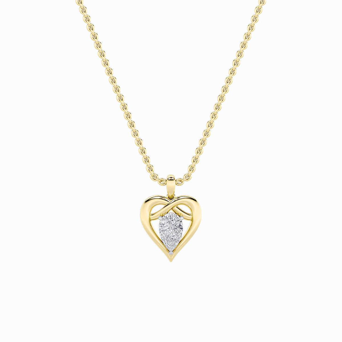 Pear Shaped Lab Grown Diamond Heart Shaped Pendant
