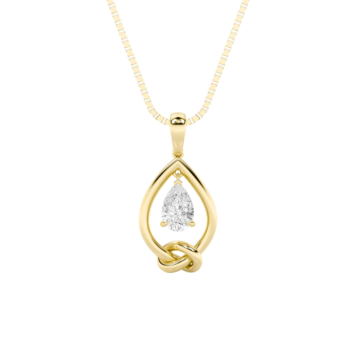 Pear Shaped Lab Grown Diamond Solitaire Knot Pendant