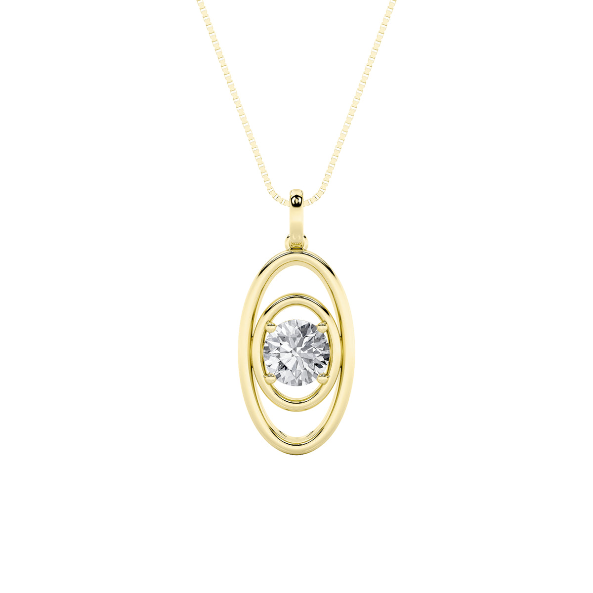 Round Shaped Lab Grown Diamond Concentric Fancy Pendant
