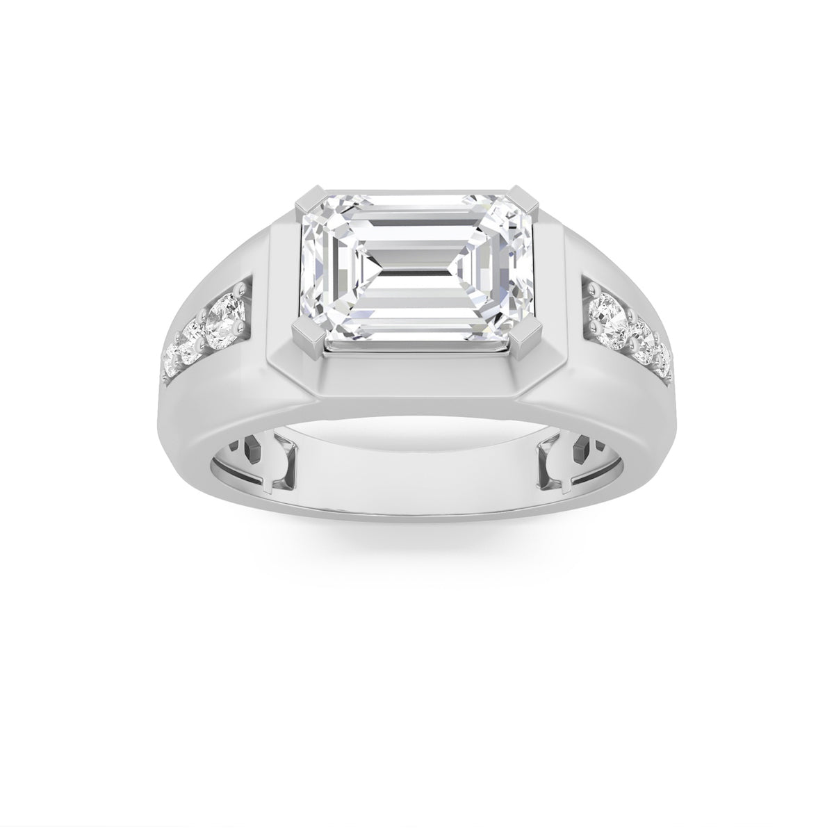 Emerald Shaped Lab Grown Diamond Mens Ring