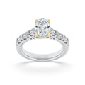 Oval Shaped Lab Grown Diamond Accented Milgrain Engagement Ring