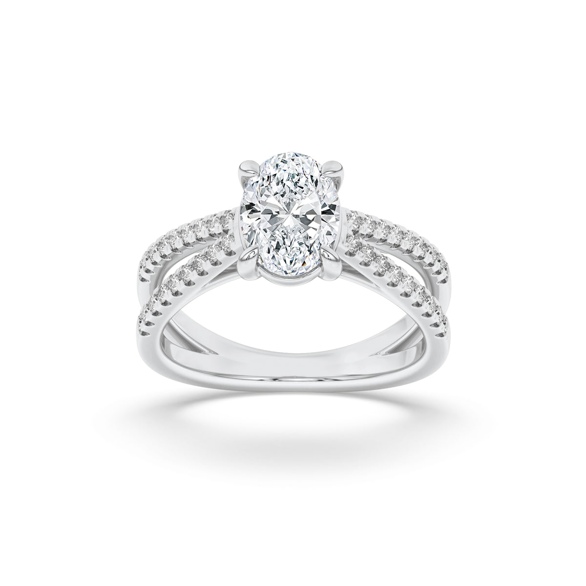 Lab Grown Diamond Cross Shank Accented Engagement Ring