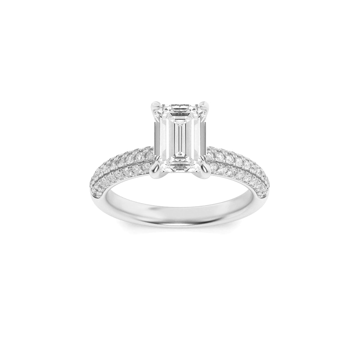 Lab Grown Diamond Three Row Micro Pave Engagement Ring