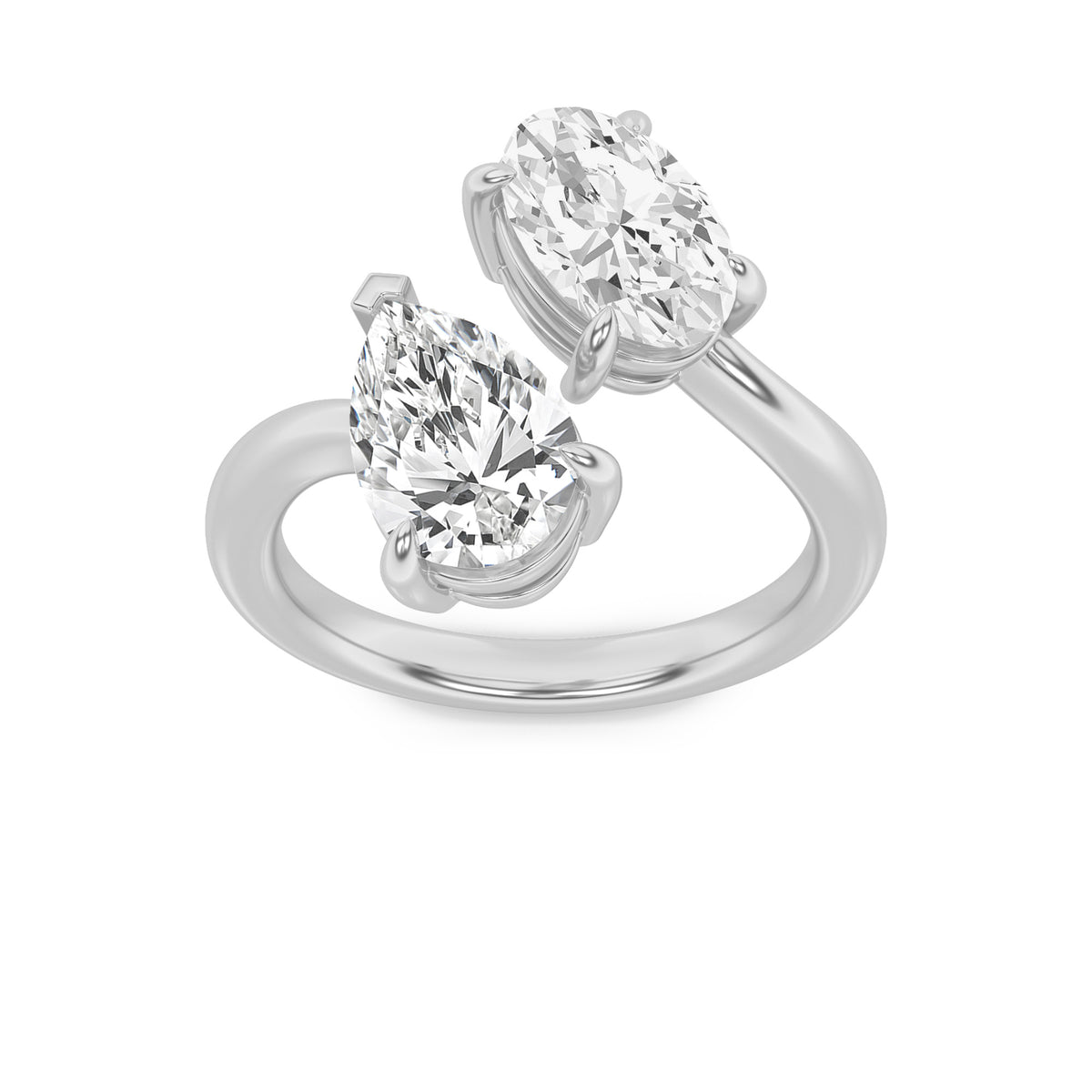 Oval Shaped Lab Grown Diamond Toi et Moi Fashiion Ring