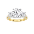 Round Shaped Lab Grown Diamond Accented Three Stone Ring