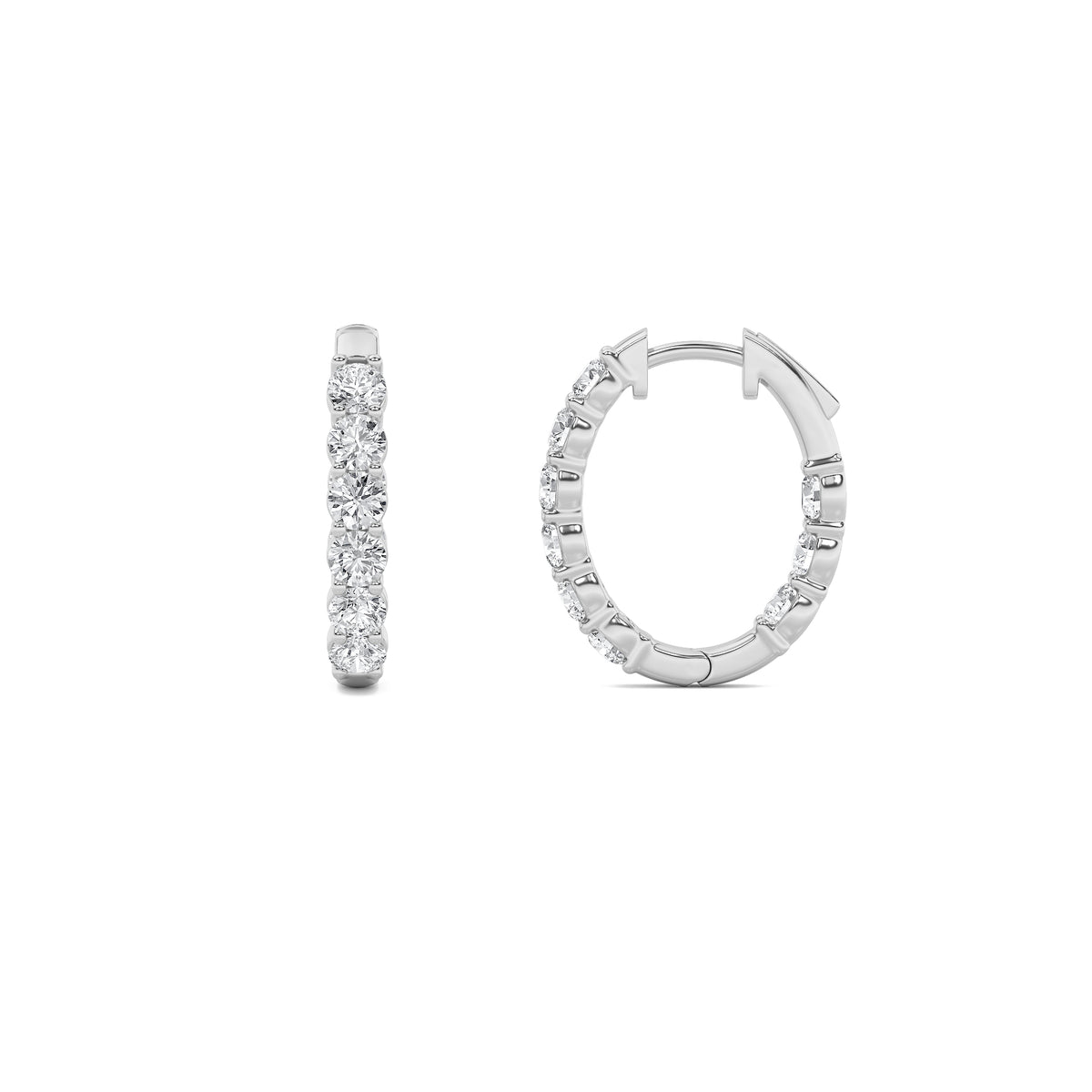 Round Shaped Lab Grown Diamond Inside Out Hoop Earrings