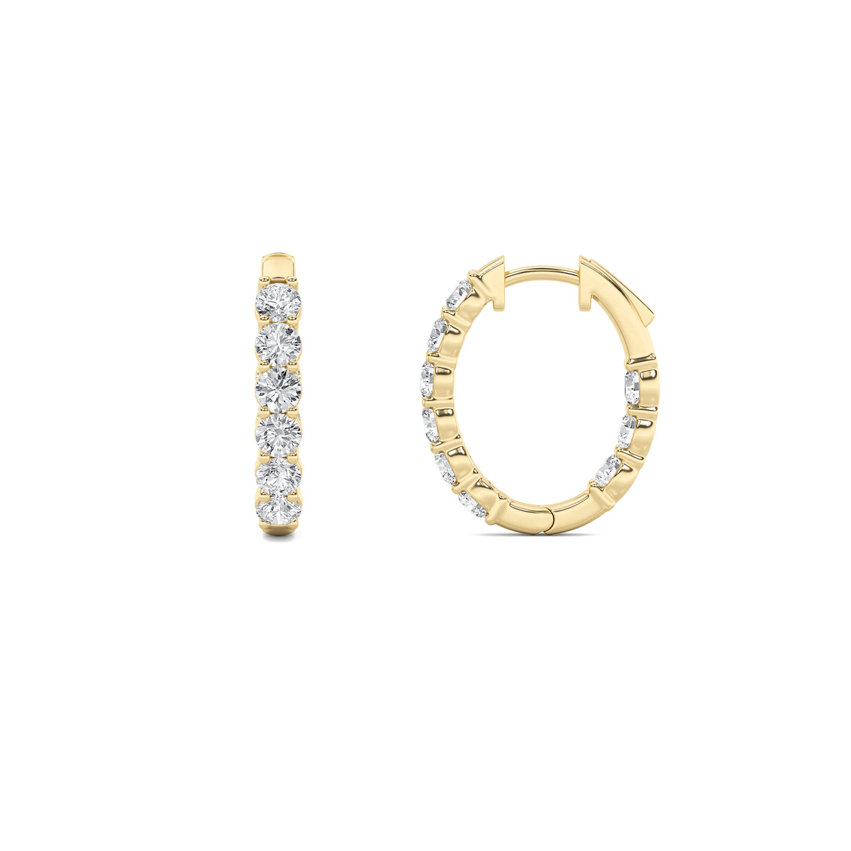 Round Shaped Lab Grown Diamond Inside Out Hoop Earrings
