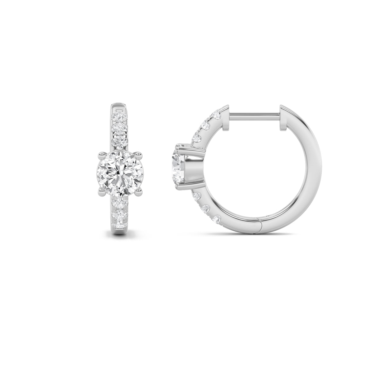 Lab Grown Diamond Solitare Accent Huggie Earrings