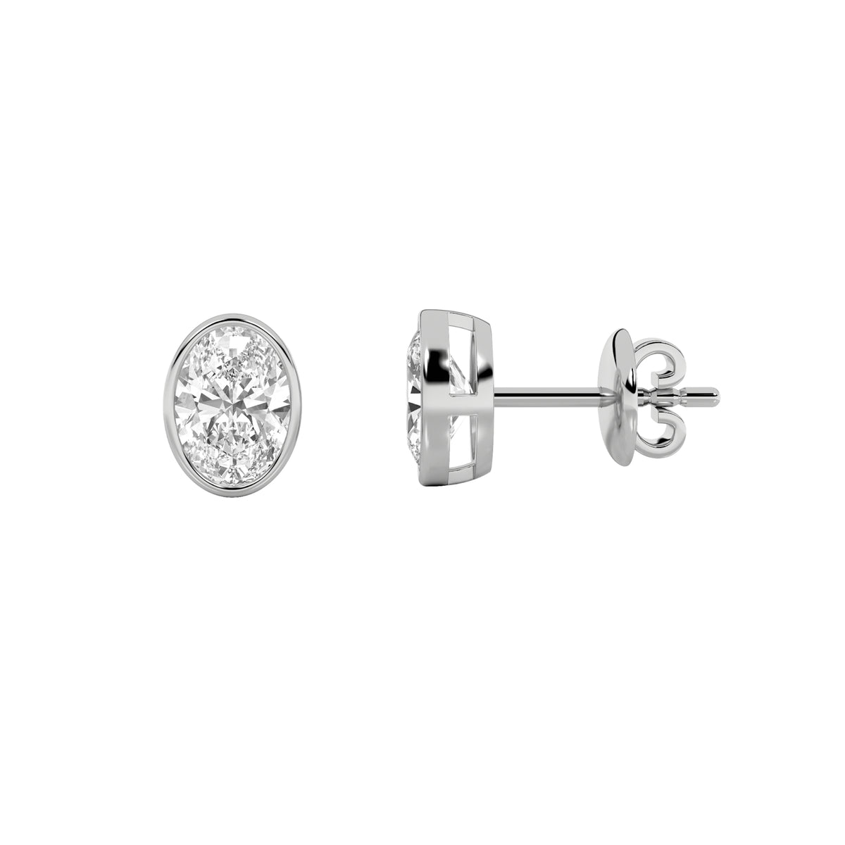 Lab Grown Diamond Bezel Set Stud Earrings