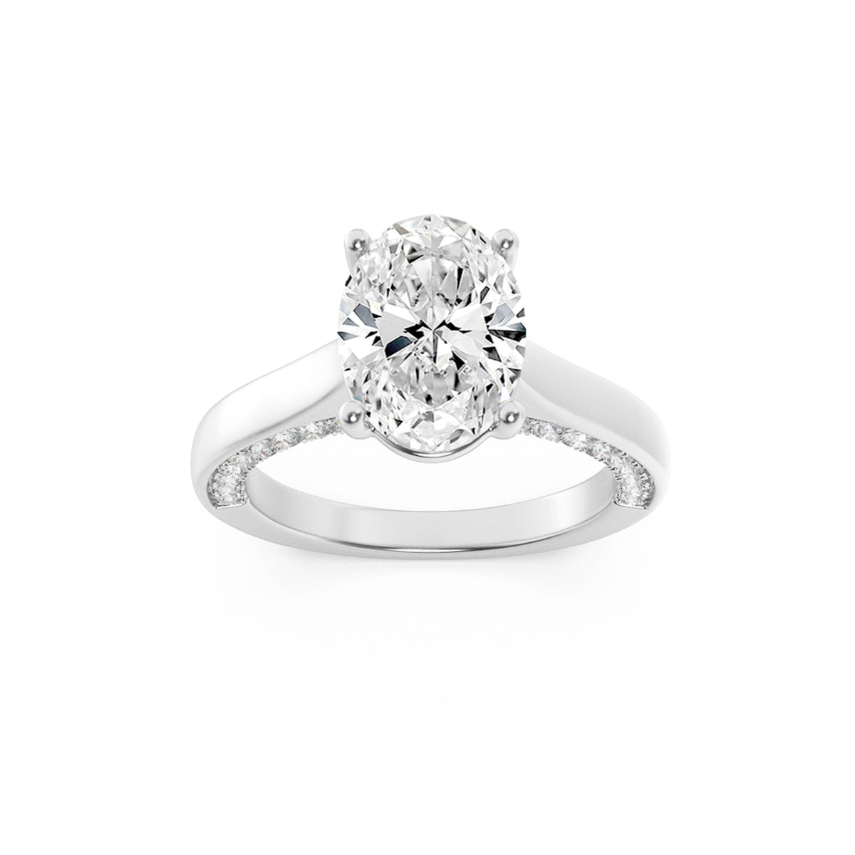 Lab Grown Diamond Accented Bridge Shank Engagement Ring