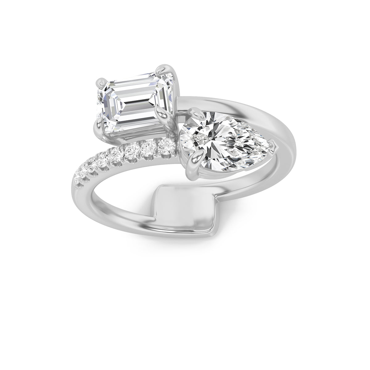 Pear Shaped Lab Grown Diamond Toi et Moi Fashion Ring